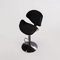 Black Leather Bar Stool with Modern Design and Chrome Height Adjustable Base 3d model