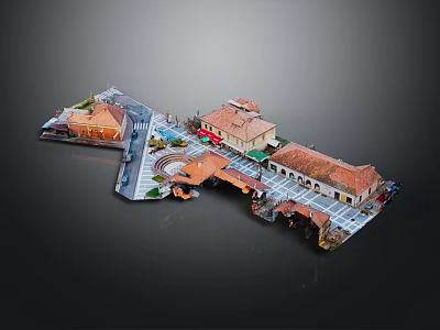 Detailed Architectural Model of Residential Community With Street Layout And Red Tiled Roofs 3d model