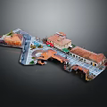 Detailed Architectural Model of Residential Community With Street Layout And Red Tiled Roofs