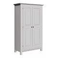 White Double Door Wardrobe With Simple Panel Design And Solid Base Structure 3d model