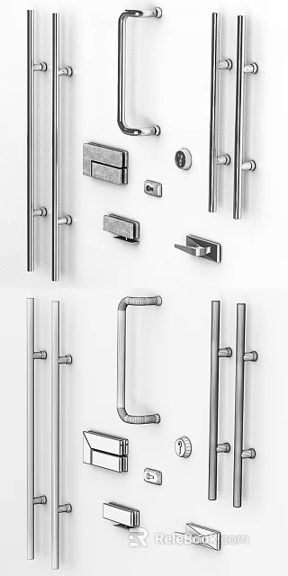 Sleek Metal Door Handles With Modern Design Various Styles And Durable Construction For Residential Use 3d model 