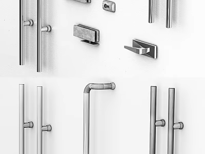 Sleek Metal Door Handles With Modern Design Various Styles And Durable Construction For Residential Use 3d model