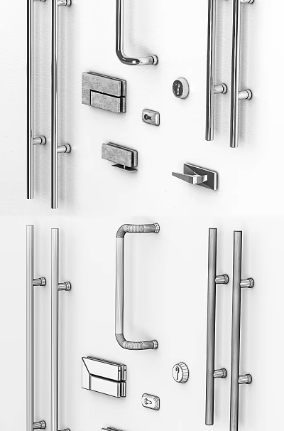 Sleek Metal Door Handles With Modern Design Various Styles And Durable Construction For Residential Use 3d model