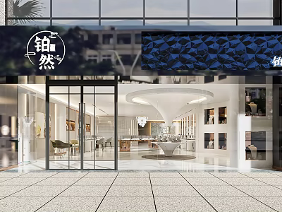 Elegant Jewelry Store Interior With Glass Front Luxury Display Cases And Chandelier Lighting 3d model
