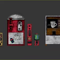 Different Colored Electronic Vending Machines Including Atomic Cola And Coffee Dispensers