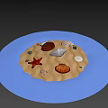 Natural Beach Sand Scene With Colorful Starfish Various Seashells And Stones