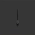 Futuristic Fantasy Weapon Intricate Metallic Blade Featuring Green Gemstone Handle and Reflective Surface