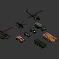 Military Vehicles And Helicopters Display With Armored Trucks Tanks And Transport Vehicles