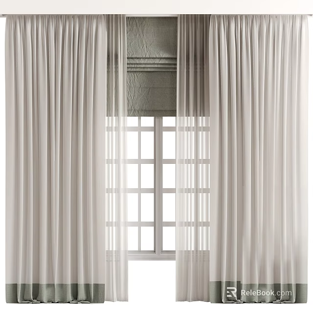 Modern Light Sheer Curtains with Elegant Drapes for Window Design 3d model