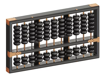 Traditional Wooden Abacus With Black Beads And Metal Accents For Calculation 3d model