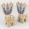 Two Wooden Kids' Chairs With Robot Head Design And Colorful Accents