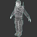 Tactical Game Character In Protective Suit With Gas Mask Blue Top And Tactical Vest