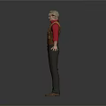 Men's Stylish Casual Outfit With Red Shirt Brown Vest Black Pants And Hat
