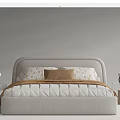 Modern Kids Bed With Upholstered Headboard Patterned Pillows Brown Blanket And Nightstand Table Lamp