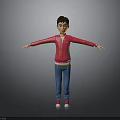 3D Boy Character Wearing Pink Hoodie Blue Jeans And Red Shoes With Arms Outstretched