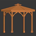 Octagonal Wooden Gazebo Structure With Spire Roof And Supportive Pillars
