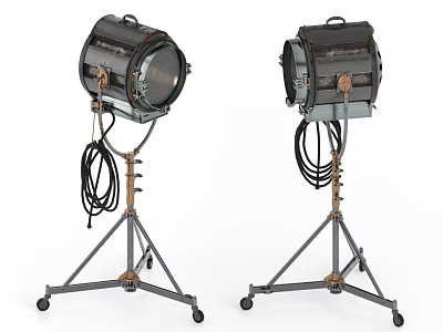 Vintage Floor Lamps With Metal Tripod Base And Wheels Industrial Design For Home Decor 3d model