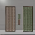 Elegant Modern Room Divider Screen With Colored Glass Blocks And Brass Frame 3d model