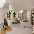 Elegant Clothing Store Interior With Comfortable Sofas Chandelier Green Plant Clothing Racks And Shoe Shelves
