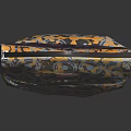 Chic Single Shoulder Bag With Yellow Gold Pattern And Dark Leather Strap Details