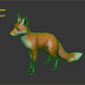 Realistic Orange White Fox Statue With Black Legs On Dark Shiny Background