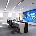 Modern Monitoring Room Interior Featuring Large Display Screens Control Console Ergonomic Chairs And Ceiling Lights