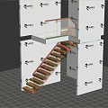 Modern Modular Building Component Structure With Wooden Steps Glass Handrail And White Modules 3d model