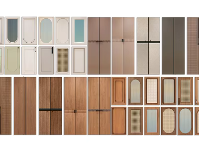 Diverse Wardrobe Doors With Various Designs Wooden Panels And Color Options 3d model