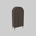 Modern Wooden Cabinet with Arched Top Double Doors and Slender Legs Design