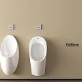 White Wall Mounted Urinals In Modern Restroom With Beige Wall And Poliform Brand