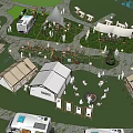 Scenic Outdoor Campsite with Tents RVs Seating Areas and Recreational Spaces