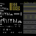 Detailed Municipal Road Design With Various Sizes Arrow Lines Bicycle Symbols And Markings