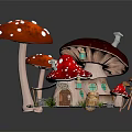 Enchanting Mushroom Shaped Building With Red White Spotted Caps Green Windows And Lanterns