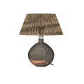 Natural Style Table Lamp With Wicker Shade And Ceramic Base For Home Decor 3d model