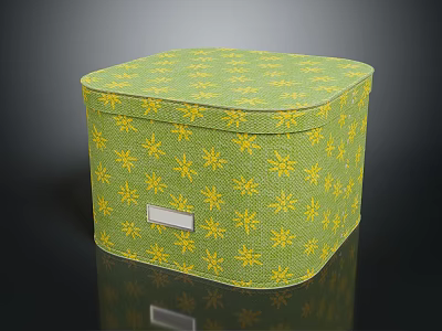 Green Decorative Ornament Set With Yellow Star Pattern And Silver Label Storage Box 3d model