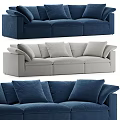 Navy Blue And Light Gray Sectional Sofa With Multiple Soft Cushions 3d model