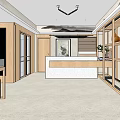 Modern Interior Design With Yellow Chairs Wooden Round Table Tree Branch Decoration And Grid Door