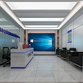 Modern Conference Room With Long Table White Chairs Blue Screen And Wall Posters