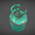 Old Green Rusty ComStar Gas Cylinder With Worn Surface And Label 3d model