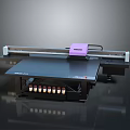 Flatbed Digital Printer with Purple Print Head and Ink Cartridges for Industrial Use