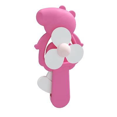Cute Pink Cartoon Air Conditioner Fan with White Blades and Handle Design for Home Use 3d model