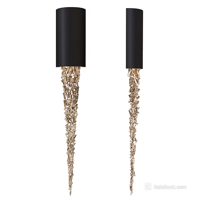 Modern Black Wall Sconces With Hanging Crystal Decor For Home Interior 3d model 