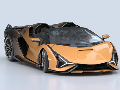 Orange and Black Convertible Sports Car with Modern Sleek Body and Unique Front Fascia 3d model
