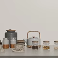 Simple Kitchenware Collection With Tea Pot Jars Cups Bowls And Storage Containers 3d model