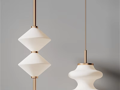 Modern Pendant Lights Featuring White Diamond Shaped Shades and Golden Metal Details for Minimalist Spaces 3d model