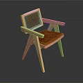 Stylish Leisure Chair With Wooden Frame Woven Backrest And Brown Cushioned Seat Modern Minimalist Design