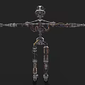 Intelligent Machine With Metallic Skeleton Exposed Wires Mechanical Joints Extended Arms And Detailed Legs