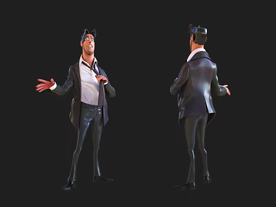Game And Movie Character In Suit Front And Back 3d model