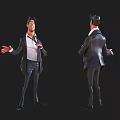 Game And Movie Character In Suit Front And Back