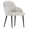 Modern Light Gray Upholstered Dining Chair with Armrests and Black Legs